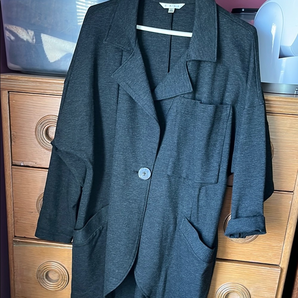 CAbi Gray Blazer Structured Shoulders Professional Tailoring